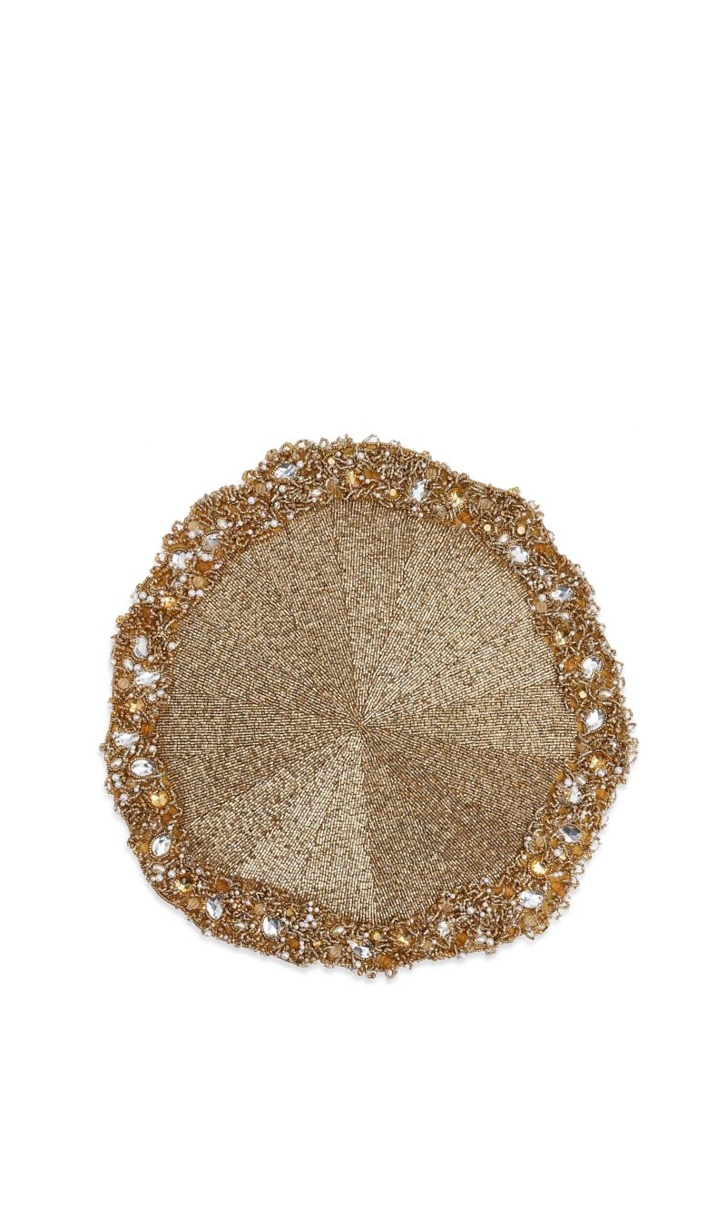 

Kim Seybert Gold Ornate Placemat In Champagne & Crystal | The Deal Outlet