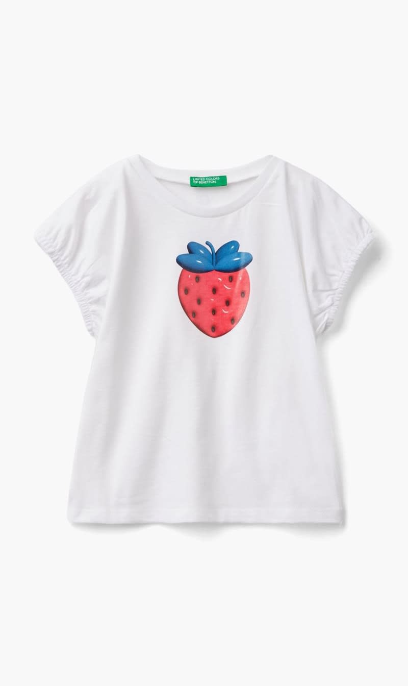 United Colors Of Benetton White Cotton T-shirt for Girls