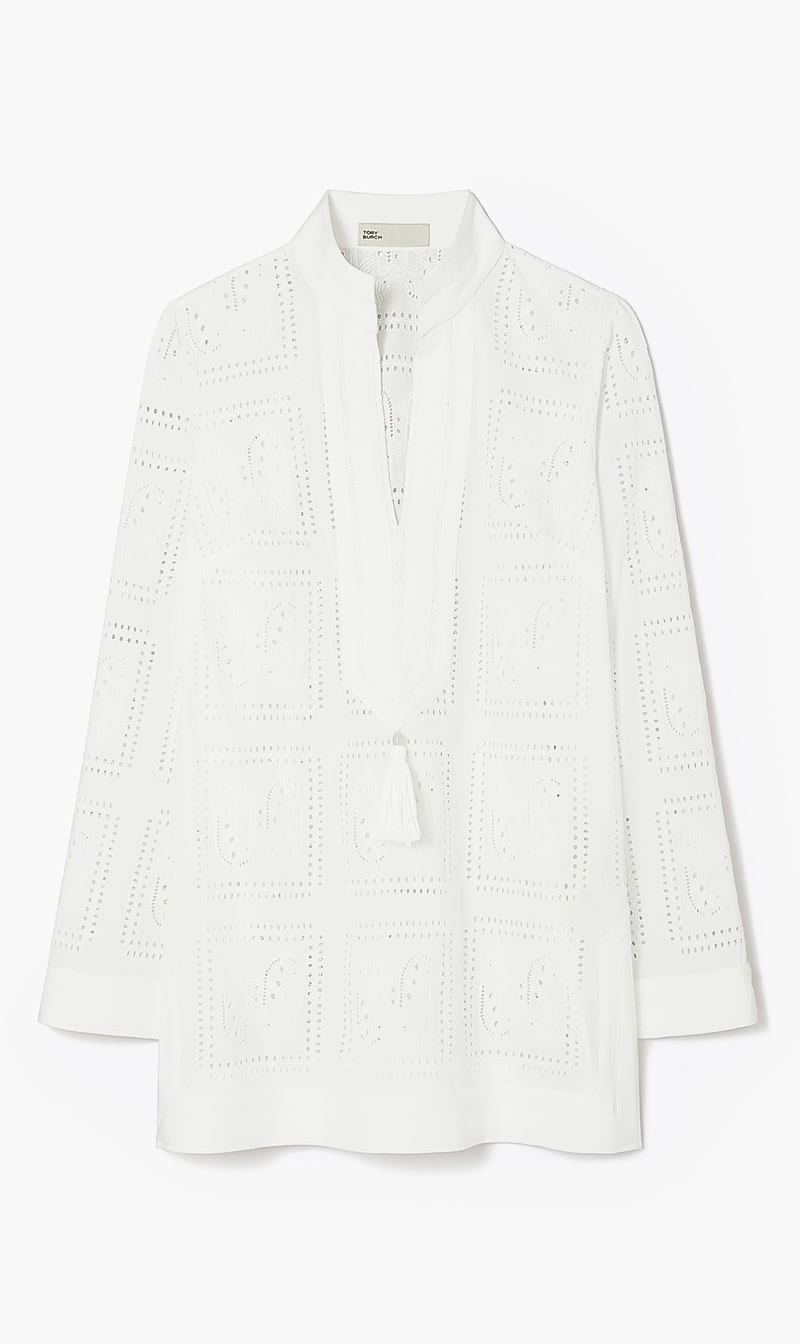 

Tory Burch White Eyelet Tory Tunic for Women | The Deal Outlet