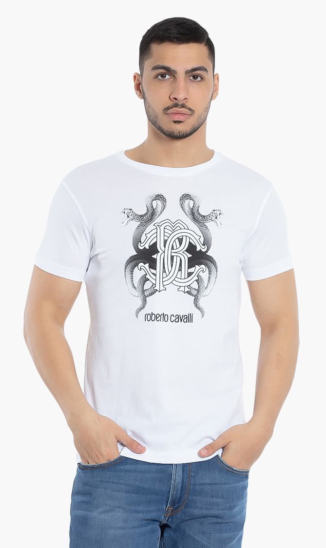 

Roberto Cavalli Snake Logo Print T-shirt
