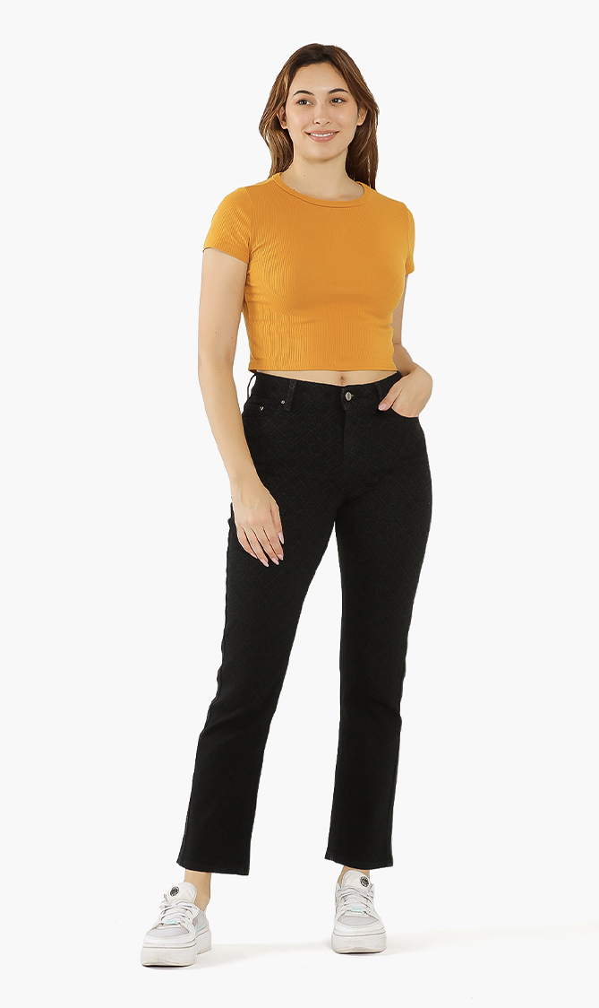 

All Over Logo Print Jeans, Black