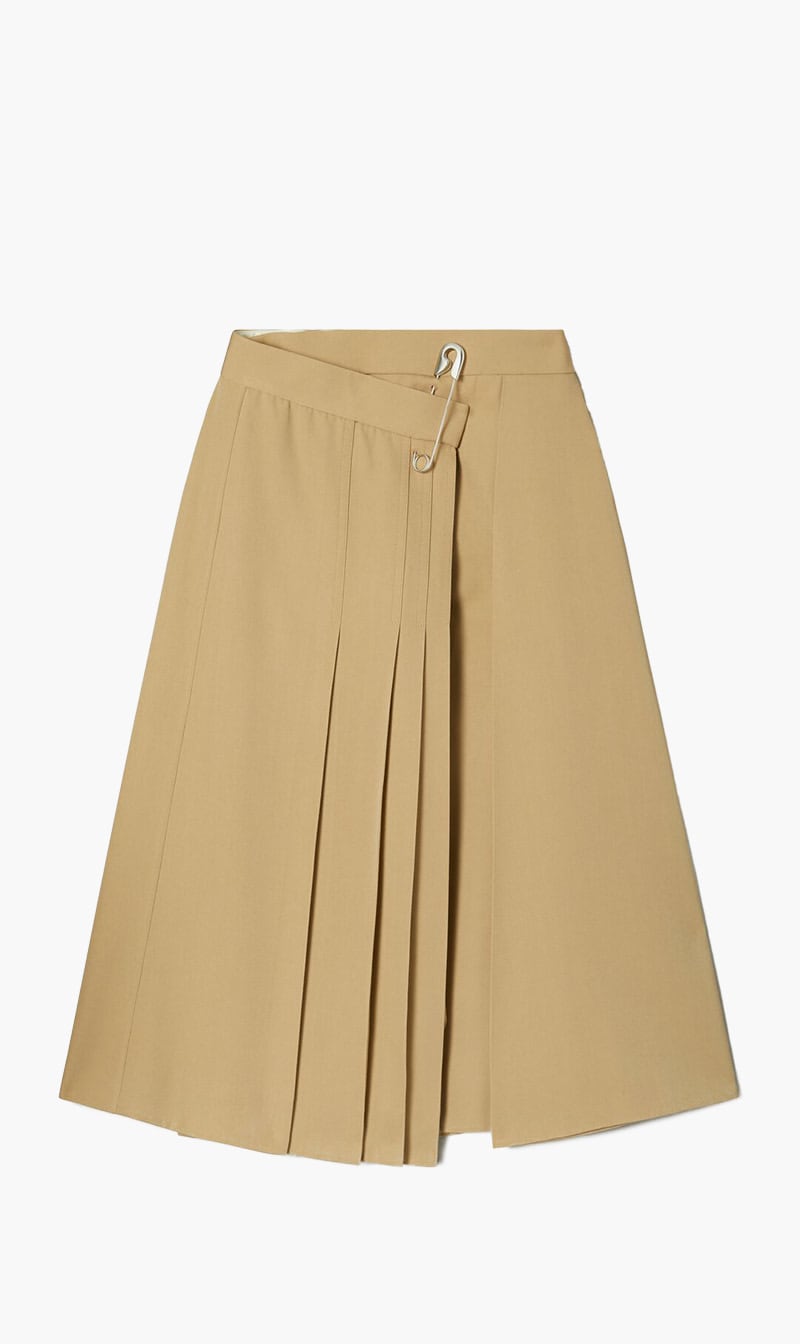 

Tory Burch Beige Deconstructed Wool Skirt for Women | The Deal Outlet