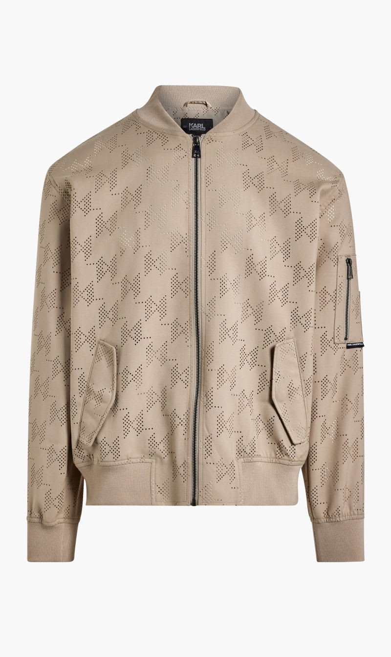 

Karl Lagerfeld Beige Hun's Pick Perforated Bomber for Men | The Deal Outlet