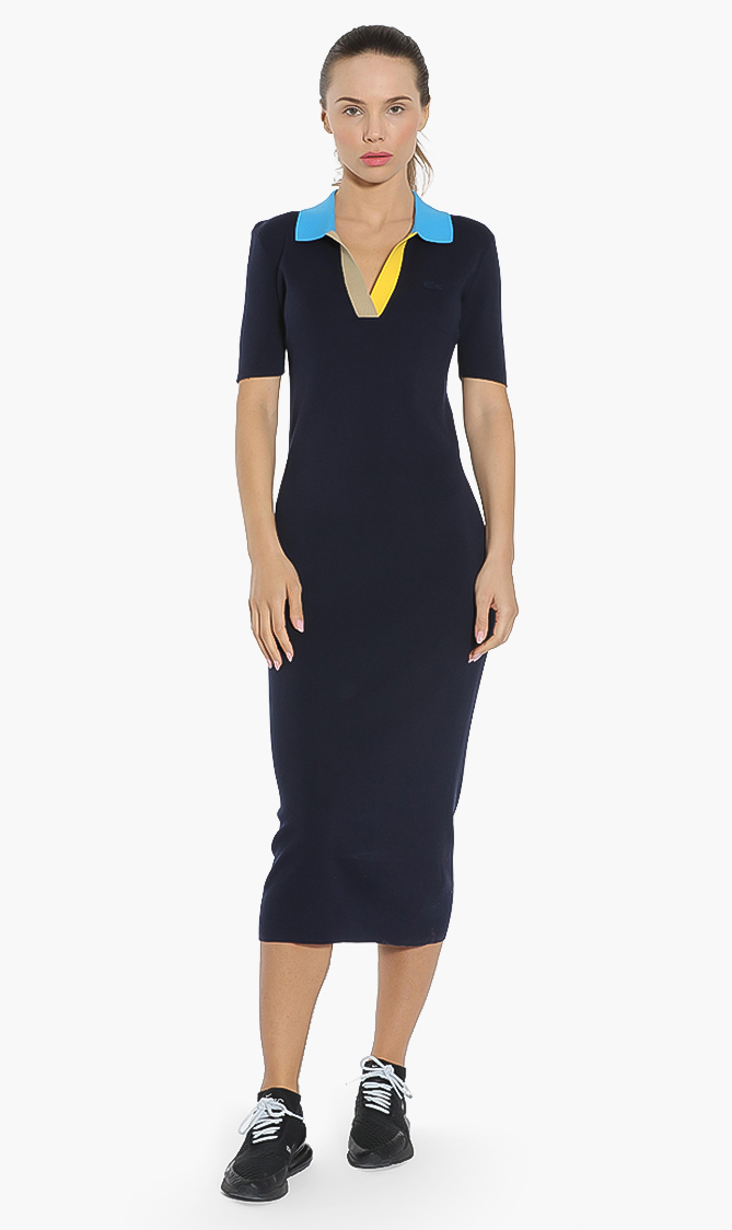 

Lacoste Two-tone Cotton Knit Sweater Dress