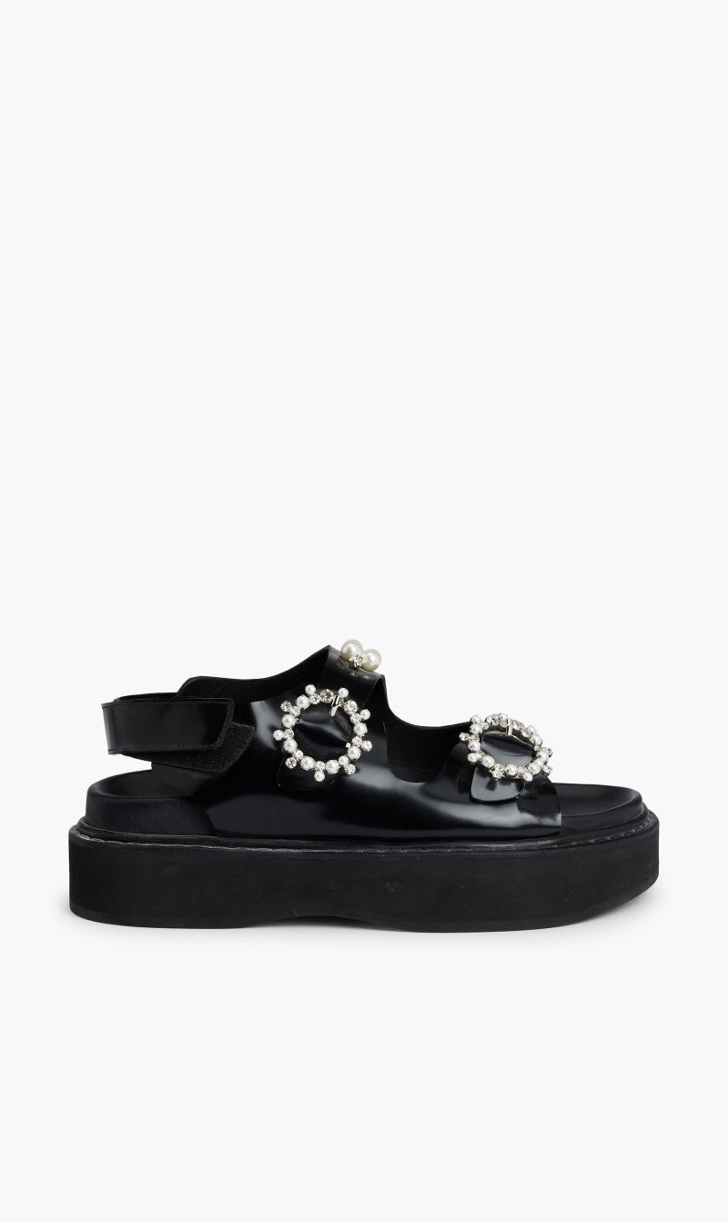 

Simone Rocha Black Beaded Platform Sandal W Buckle for Women | The Deal Outlet