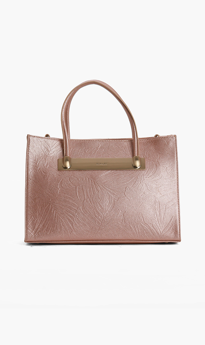 

Ripani Embossed Leaves Leather Tote Bag