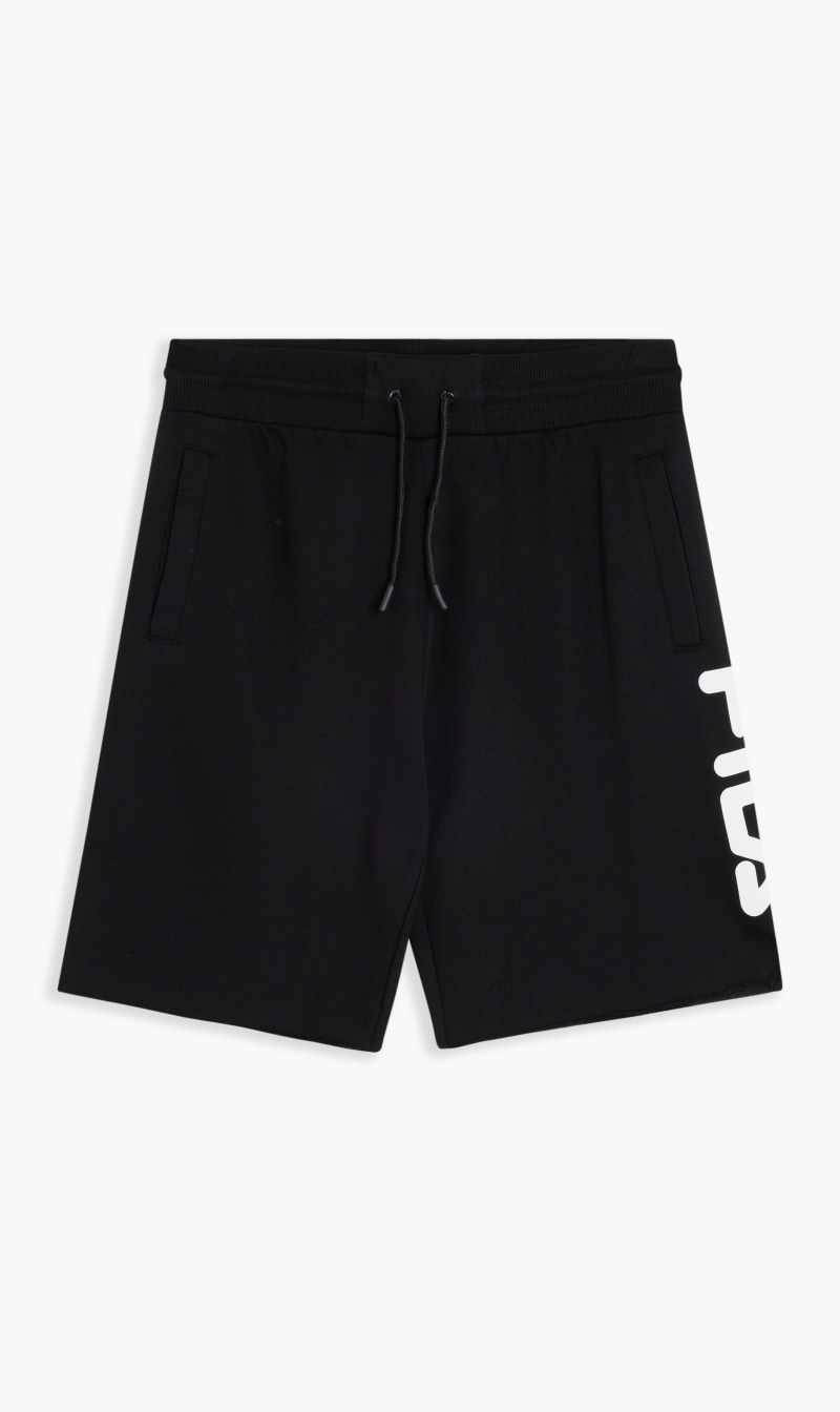 

Fila Black Graphic Logo Raw Hem Short for Men | The Deal Outlet