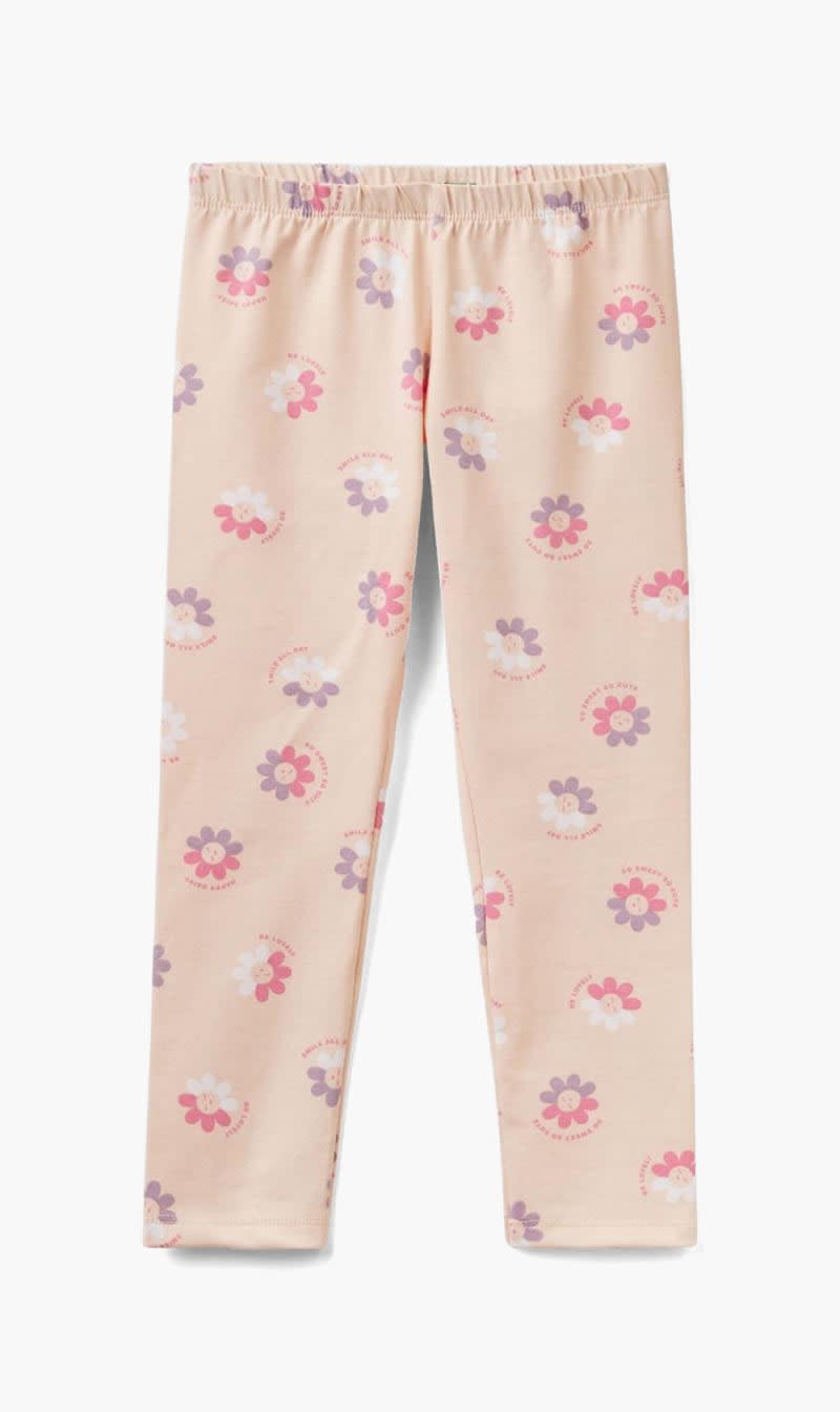 Beige United Colors Of Benetton Purple Floral Leggings for Girls