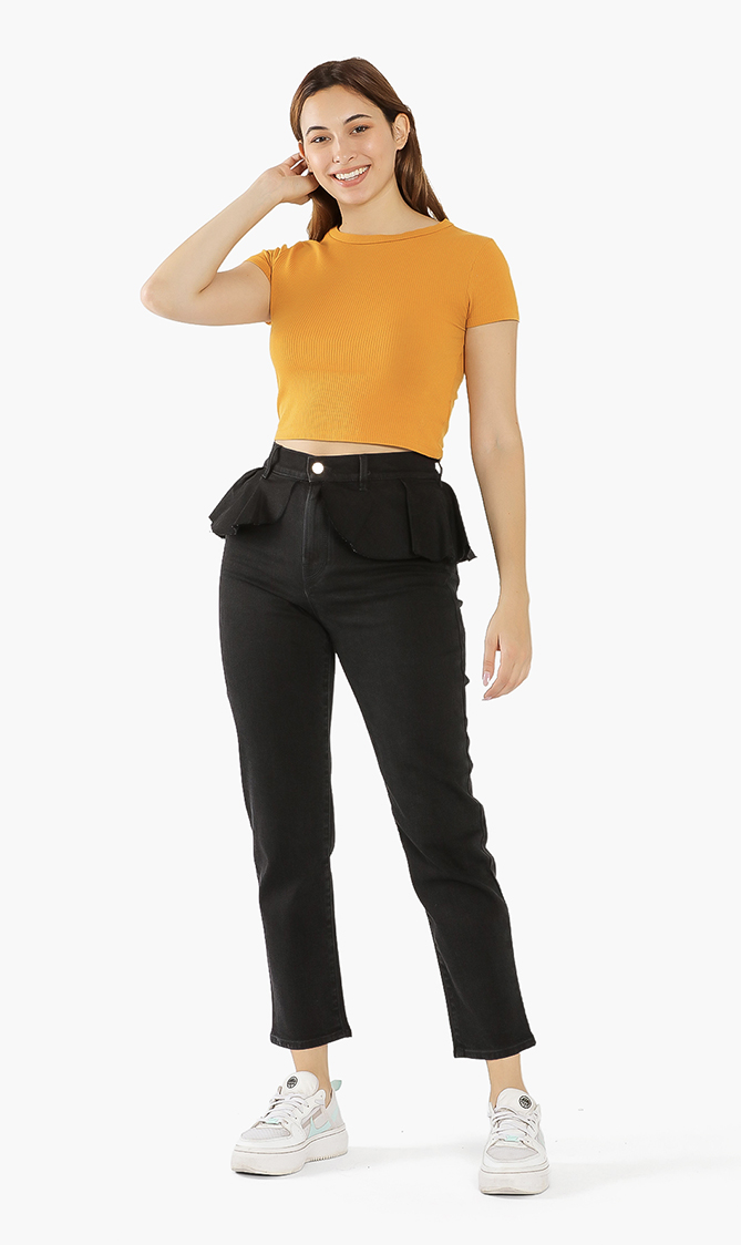 

KARL LAGERFELD Ruffled Stretch Fit Jeans