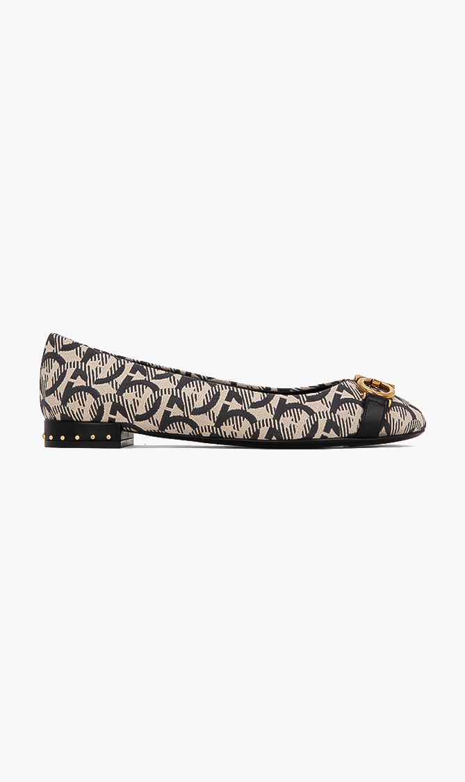 

Salvatore Ferragamo Gancini Canvas Ballerina Flats