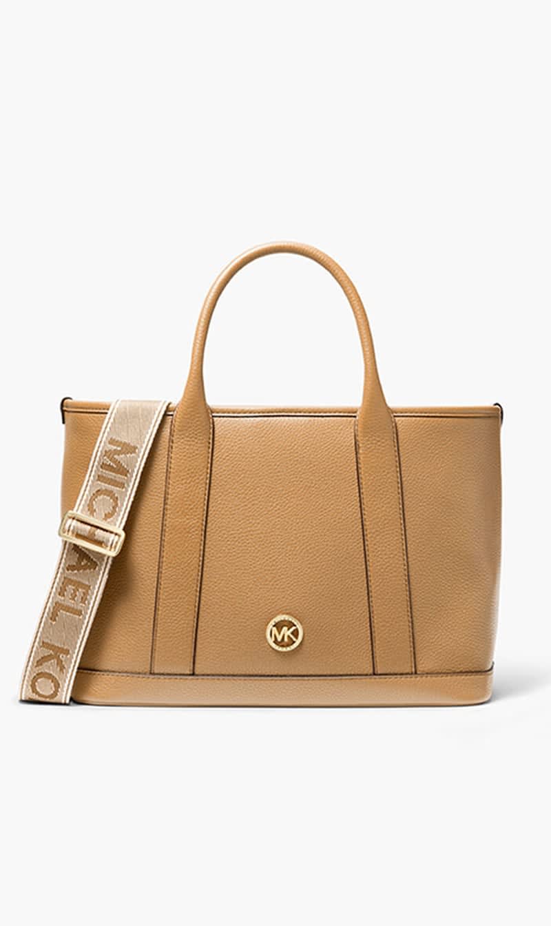 

Michael Kors Brown Luisa Medium Pebbled Leather Tote Bag for Women | The Deal Outlet