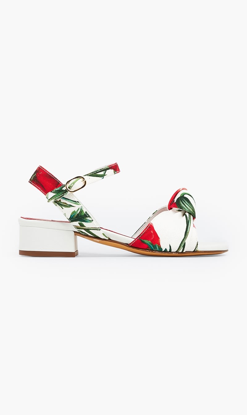 

Dolce & Gabbana White Poppy Print Canvas Sandals for Girls | The Deal Outlet