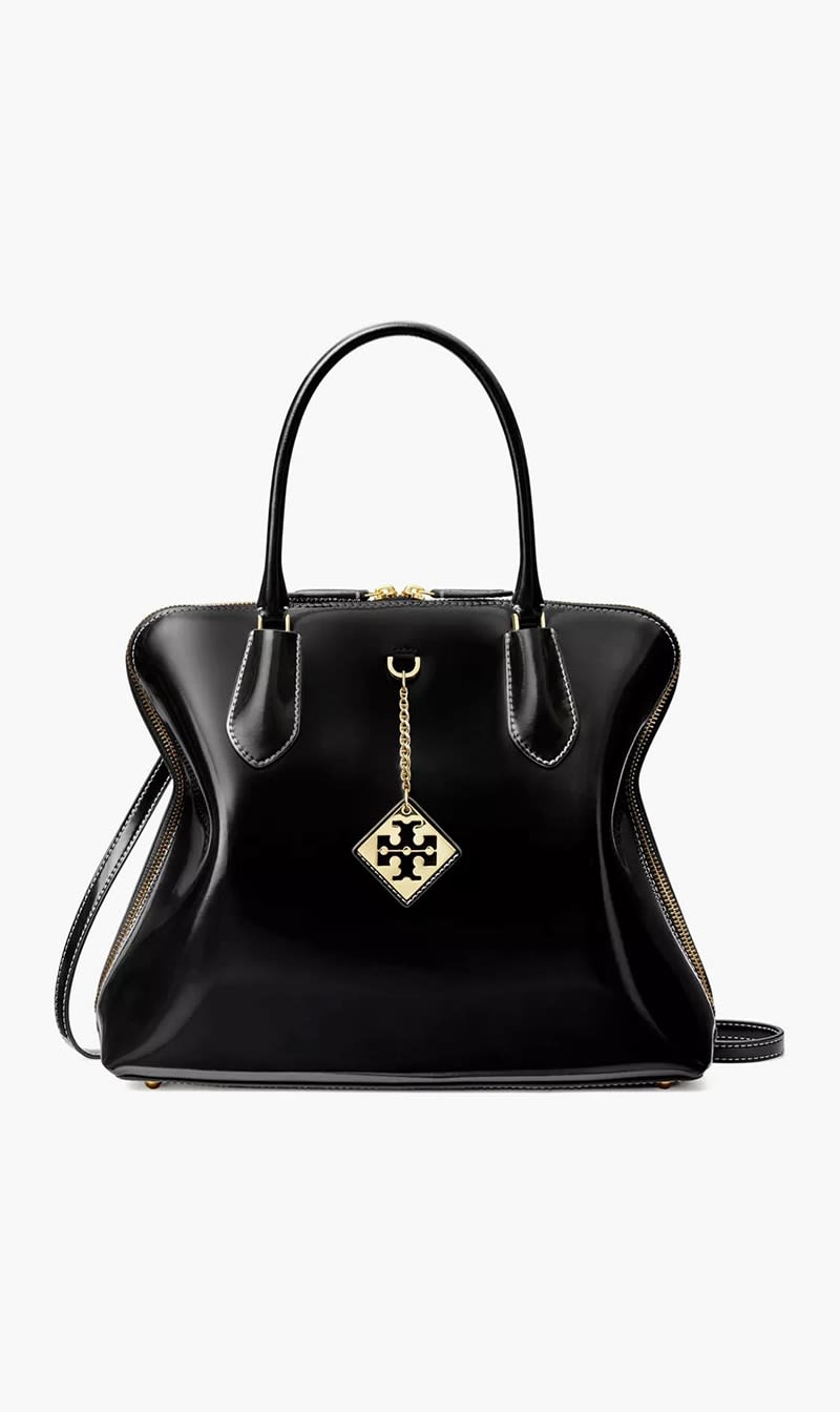 

Tory Burch Black Swing Satchel Bag In Leather for Women | The Deal Outlet