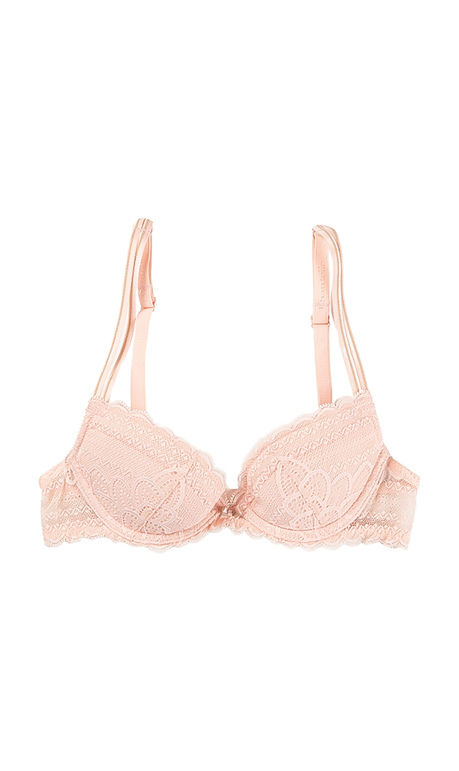 

Chantelle Pink Merci Floral Lace Push-up Bra for Women | The Deal Outlet