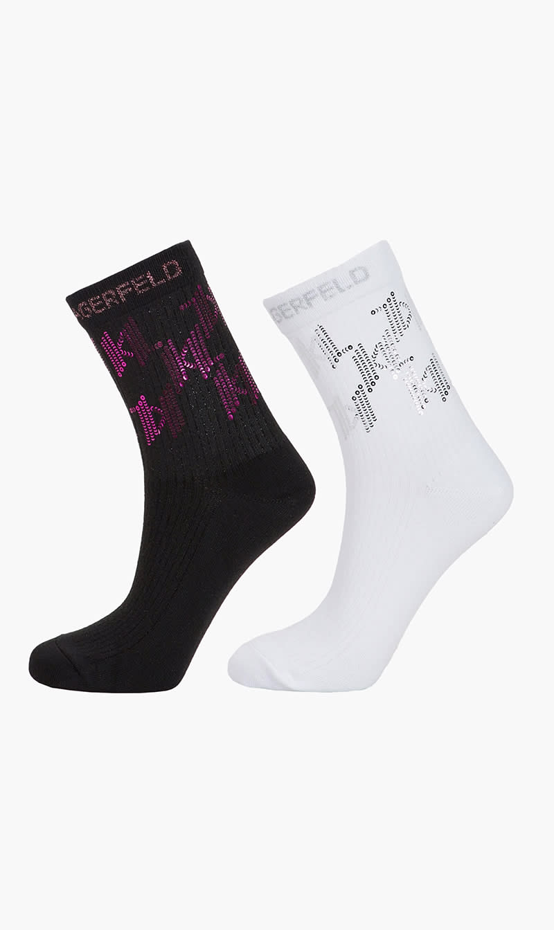 

Karl Lagerfeld Black K/evening Lurex Socks 2 Pcs for Women | The Deal Outlet