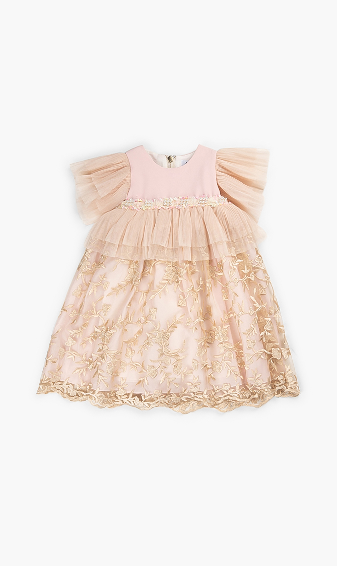

Graci Ruffle And Embroidered Lace Baby Dress