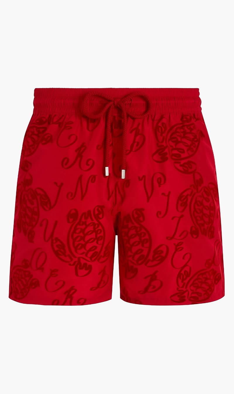 

Vilebrequin Red Ultra Light And Packable Ribbons Turtle Swim Shorts for Men | The Deal Outlet