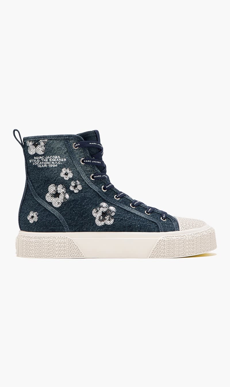 

Marc Jacobs Blue The Daisy Denim High Top Sneakers for Women | The Deal Outlet