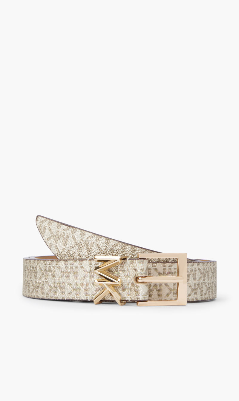 

Michael Kors Gold 25mm Metallic Logo Belt for Women | The Deal Outlet