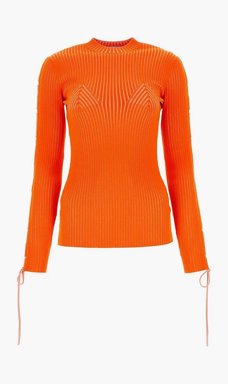 

Off-white Orange Vanise Lace Up Crewneck Coral Red No Col for Women | The Deal Outlet