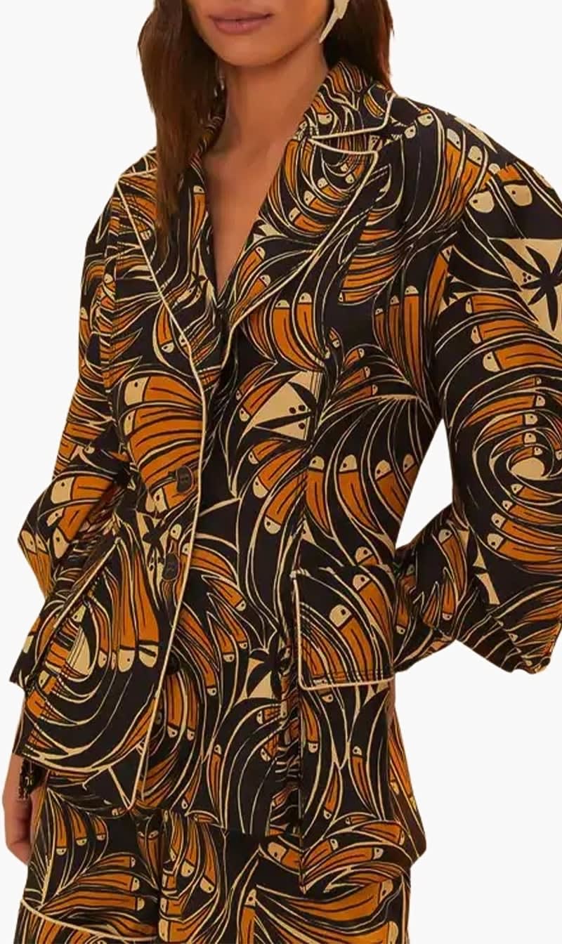Farm Rio Multi-color Toucans Spirals Printed Blazer for Women
