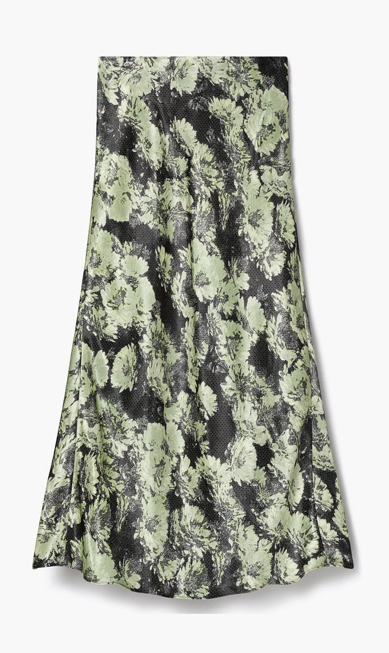 

Tory Burch Green Printed Satin Skirt for Women | The Deal Outlet