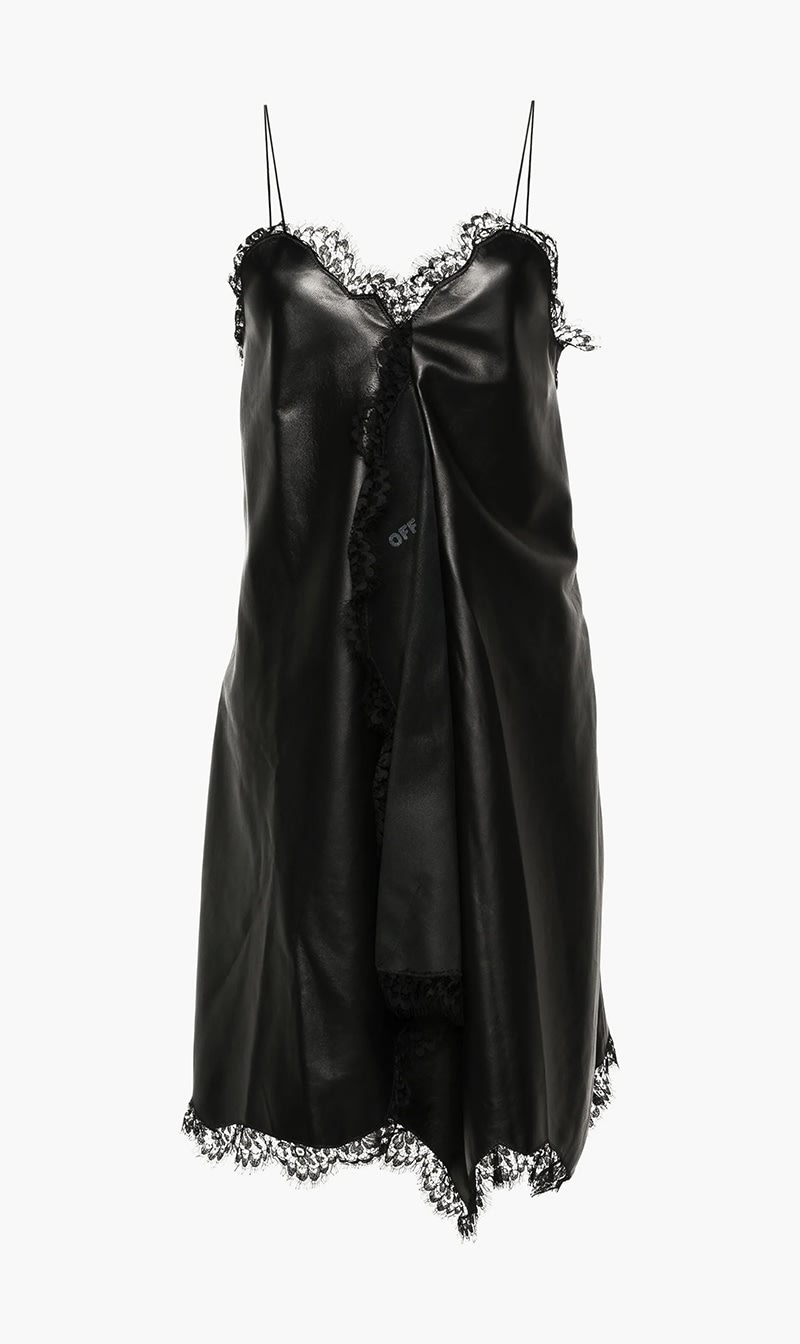 

Off-white Black Lace Nappa Slip Dress Black No Color for Women | The Deal Outlet