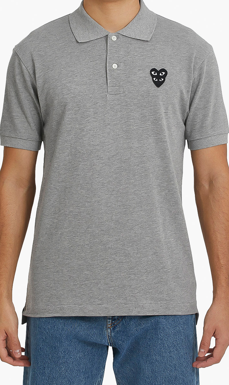 

Double Heart Patch Polo, Grey