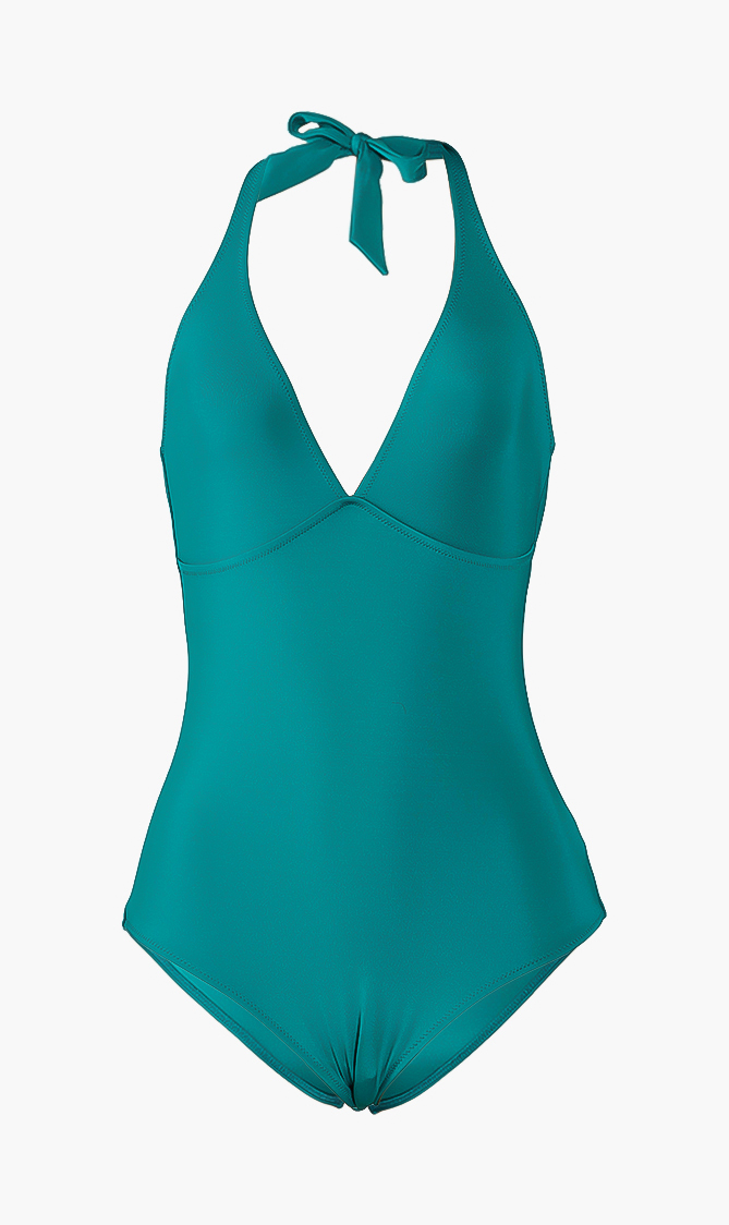 Fames Solid Water One-piece Swimsuit, Green