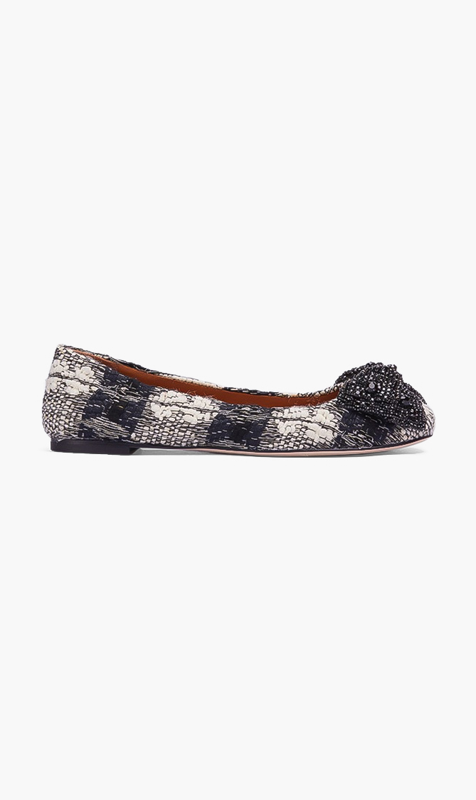 

Tory Burch Tweed Crystal Bow Flats