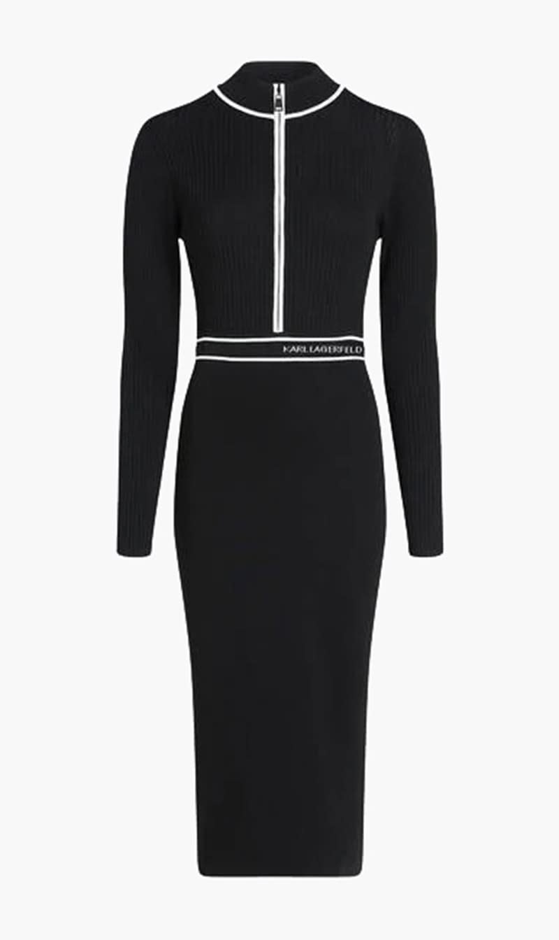 Karl Lagerfeld Black Logo Knit Dress for Women