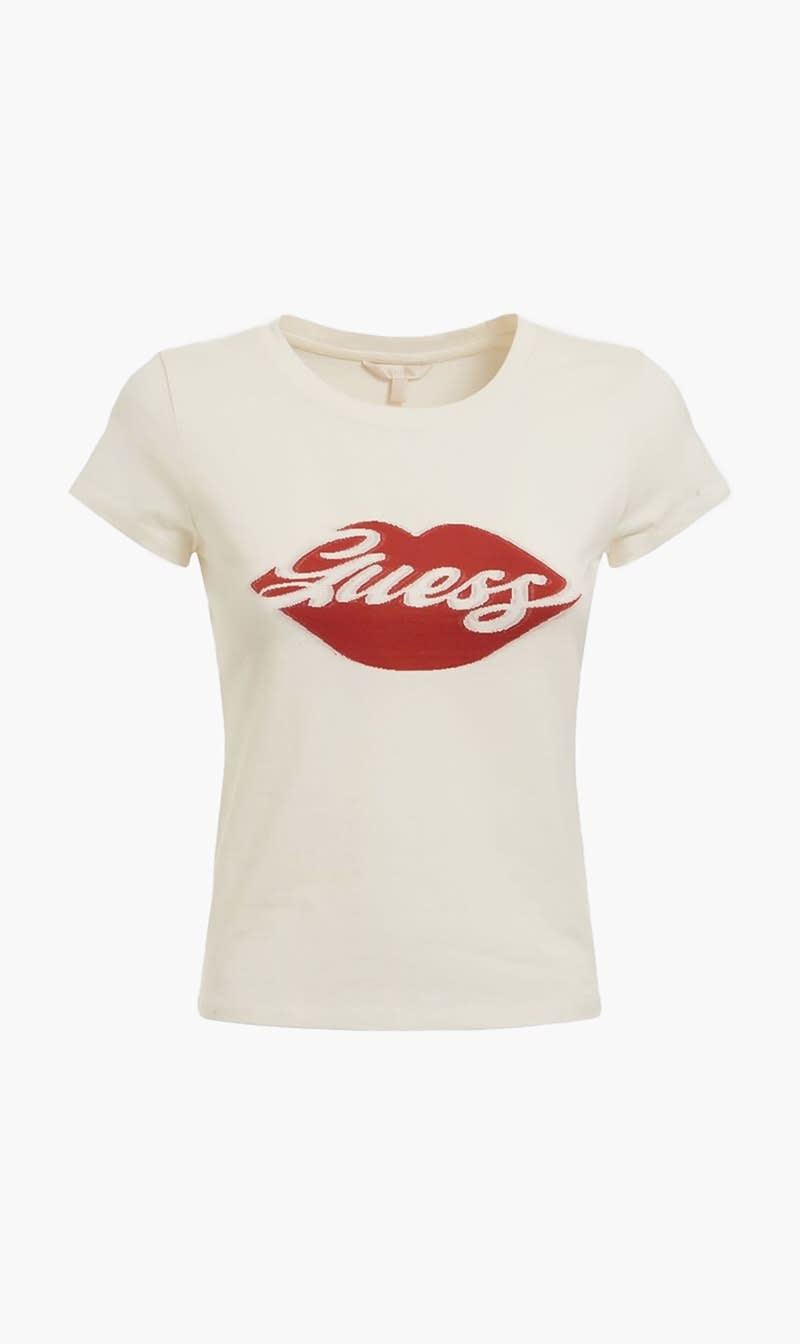 

Guess White Ss Guess Lips Logo R - Logo Clip Jersey for Women | The Deal Outlet