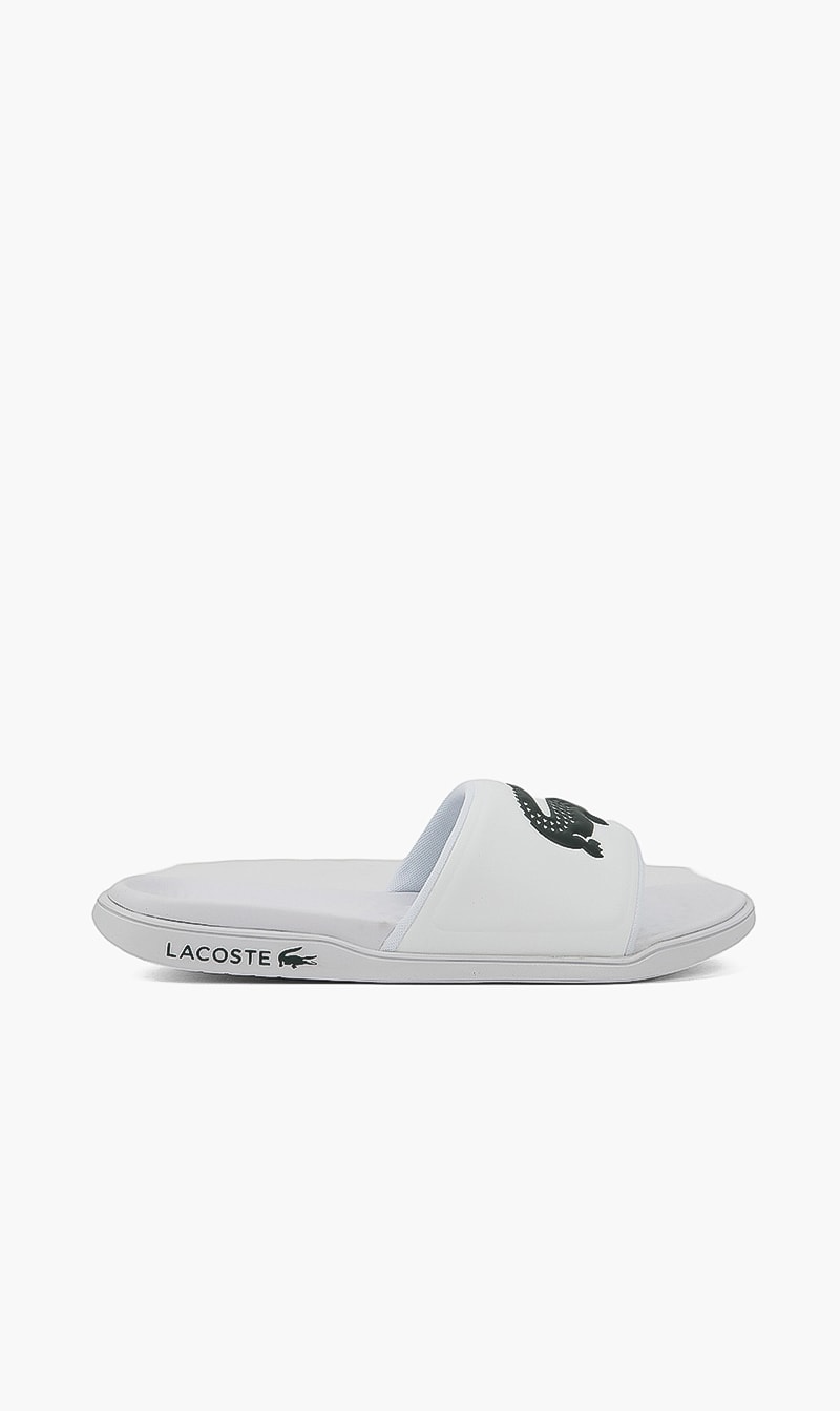 

Lacoste White Classic Logo Slides for Men | The Deal Outlet