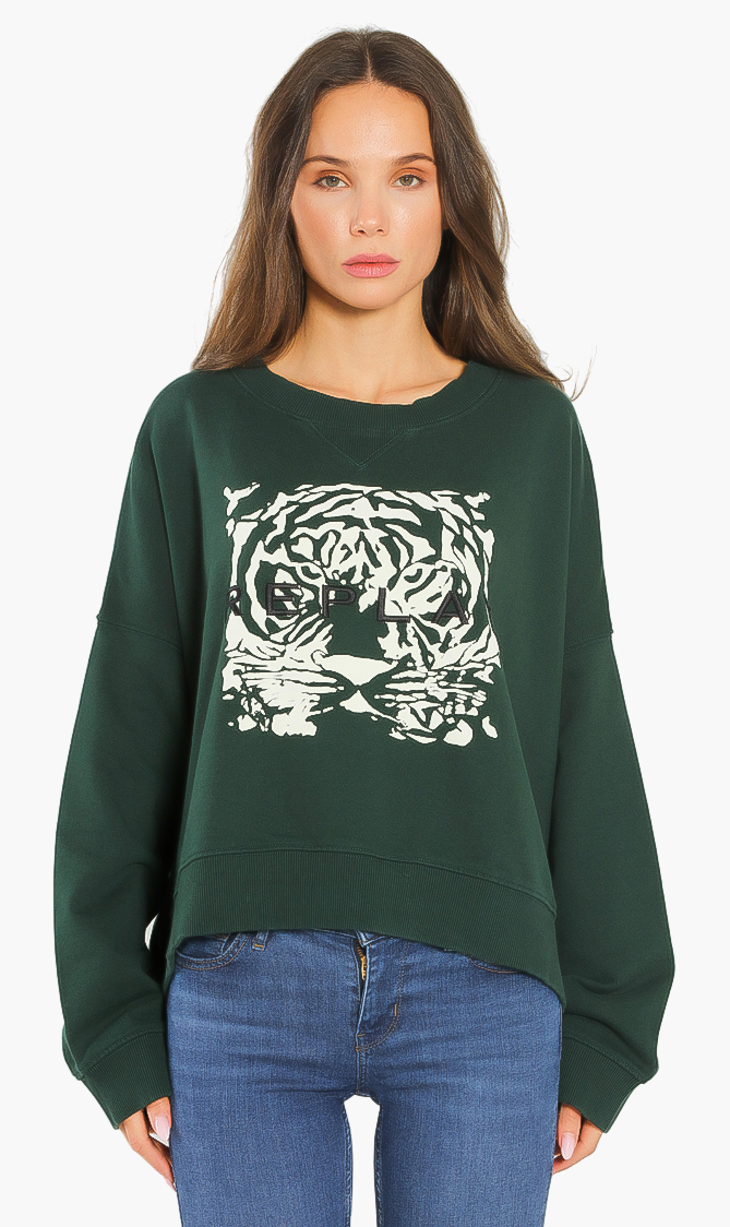 

Replay Tiger Head Crop Sweatshirt