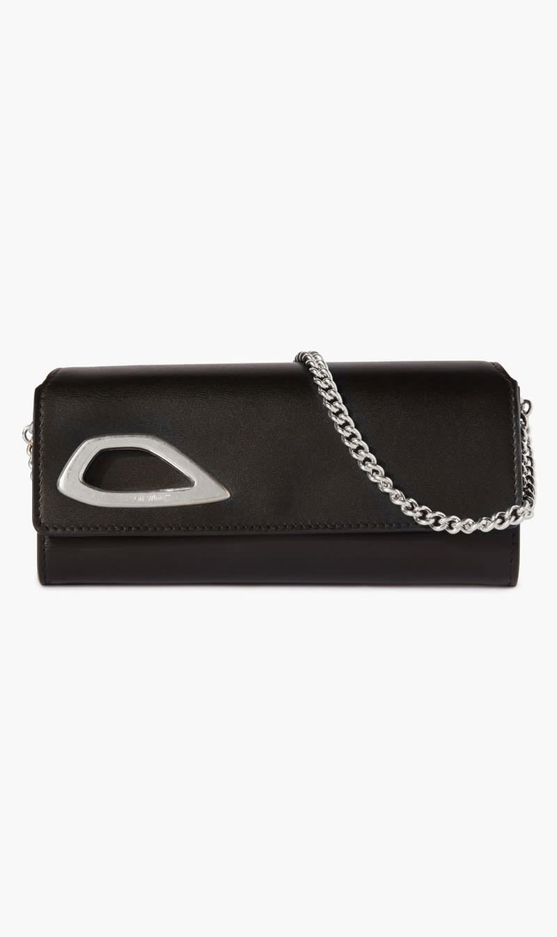 

Off-white Black Clam Wallet On Chain for Women | The Deal Outlet