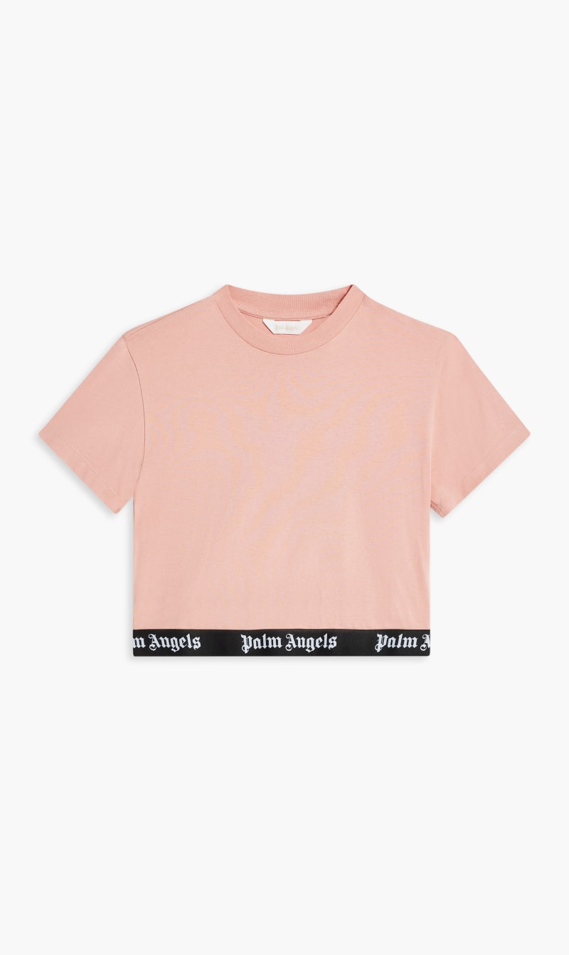 

Palm Angels Pink Logo Tape Cropped T-shirt for Kids | The Deal Outlet