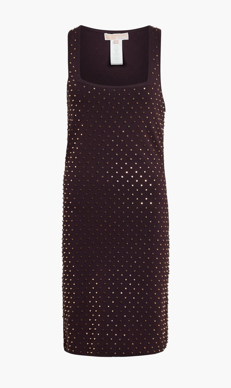 

Michael Kors Brown Studded Stretch Knit Tank Dress for Women | The Deal Outlet