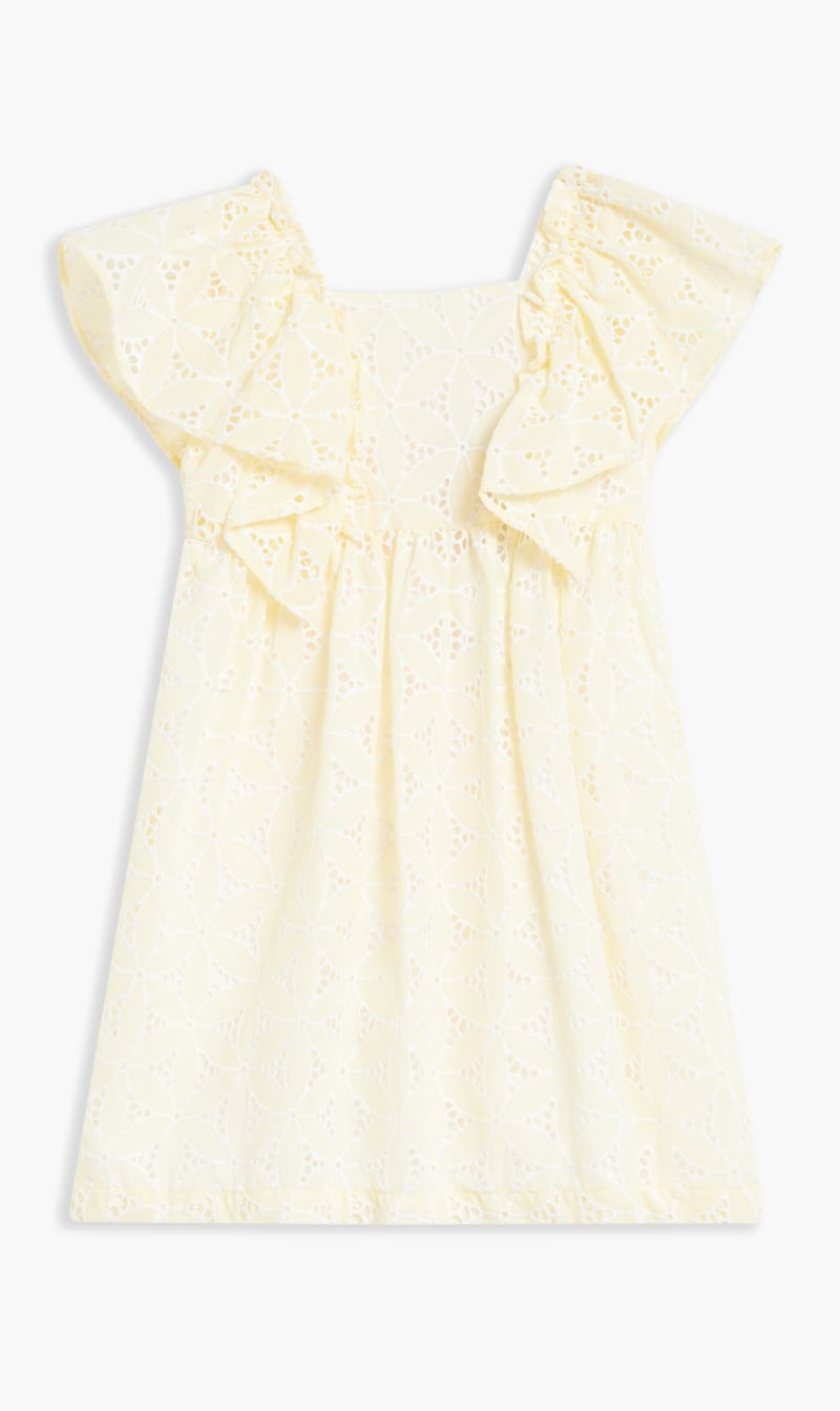

Tartine Et Chocolat Yellow Pale Yellow Floral Dress for Kids | The Deal Outlet