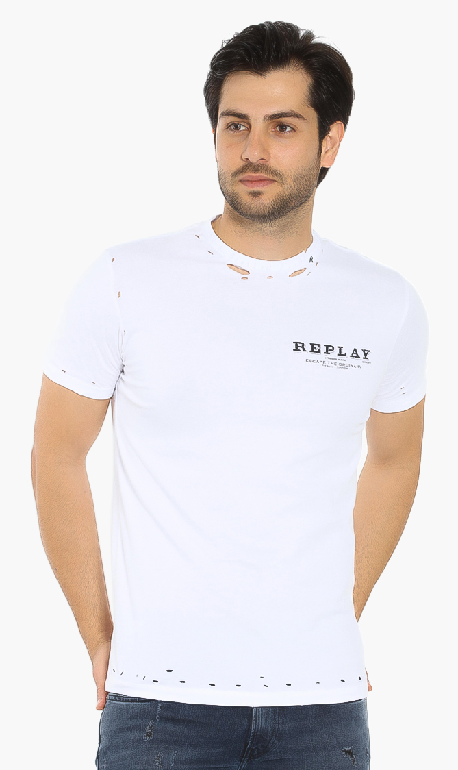 

Ripped Cotton T-shirt, White