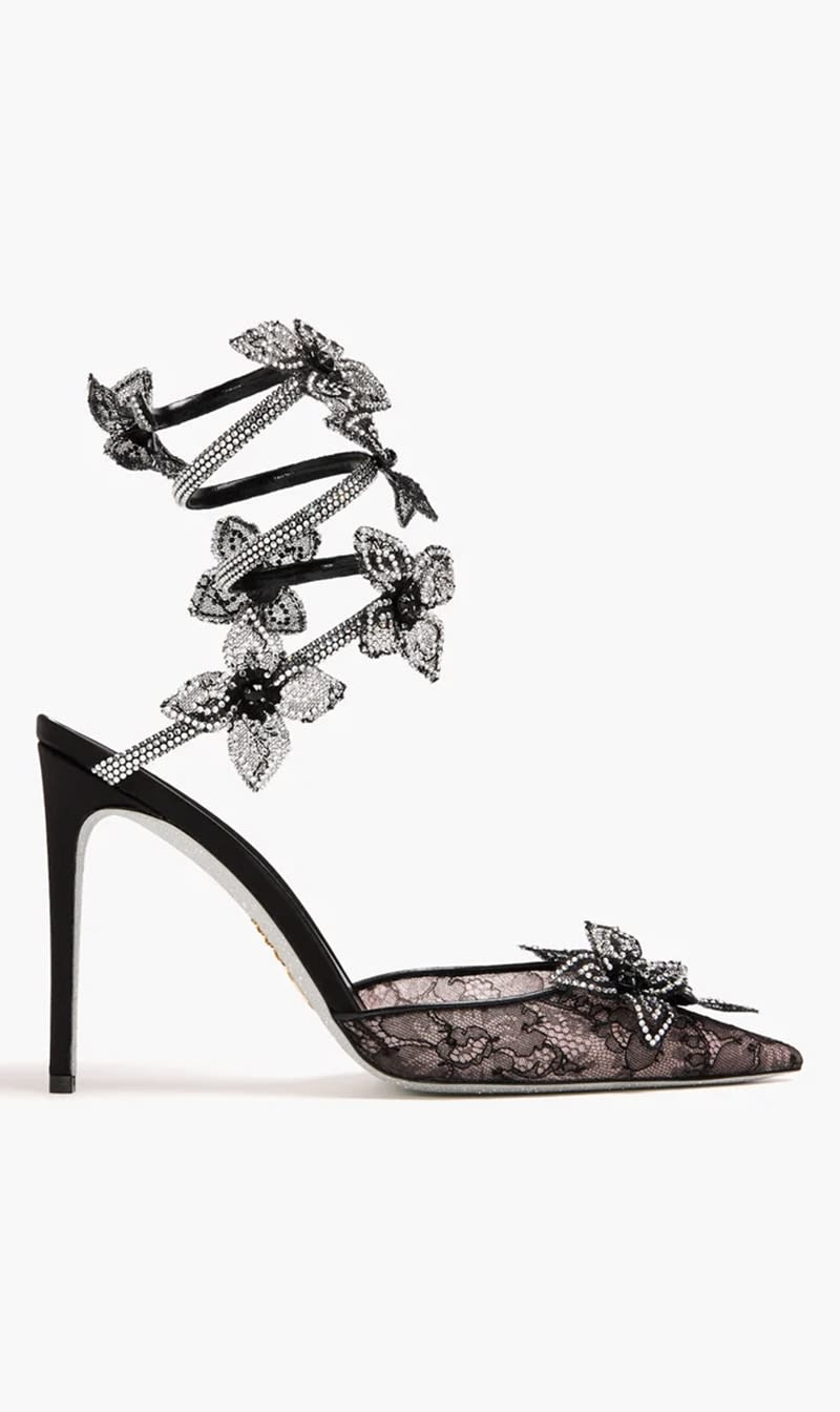 

Rene Caovilla Black Floriane Pumps for Women | The Deal Outlet