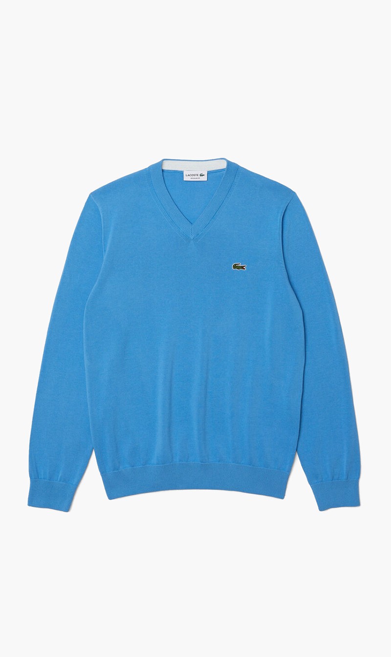 

V Neck Organic Cotton Sweater, Blue