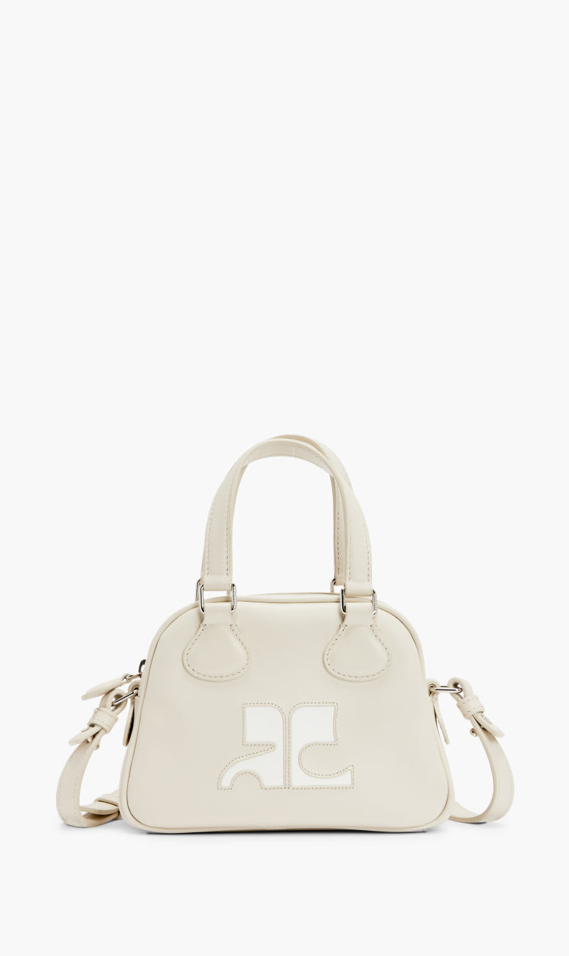 

Courreges Grey Mini Leather Bowling Bag for Women | The Deal Outlet