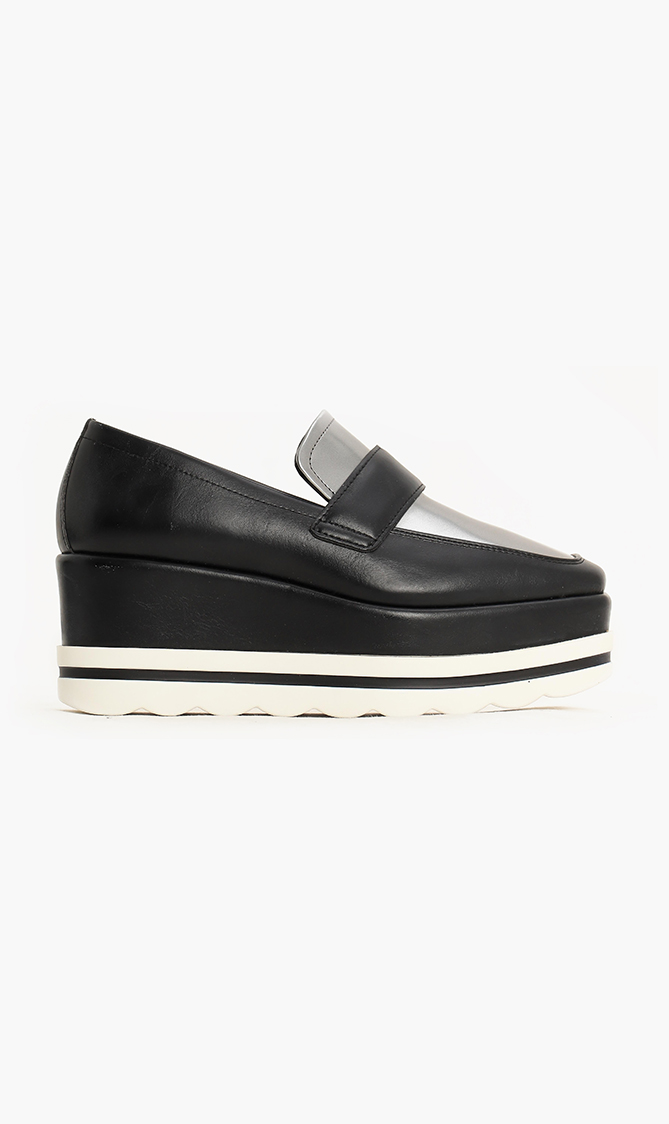 

Leather Slip-on Wedge, Black