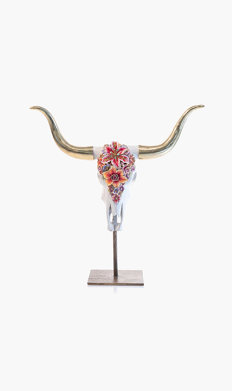 

Jay Strongwater Cow Skull With Flowers Objet