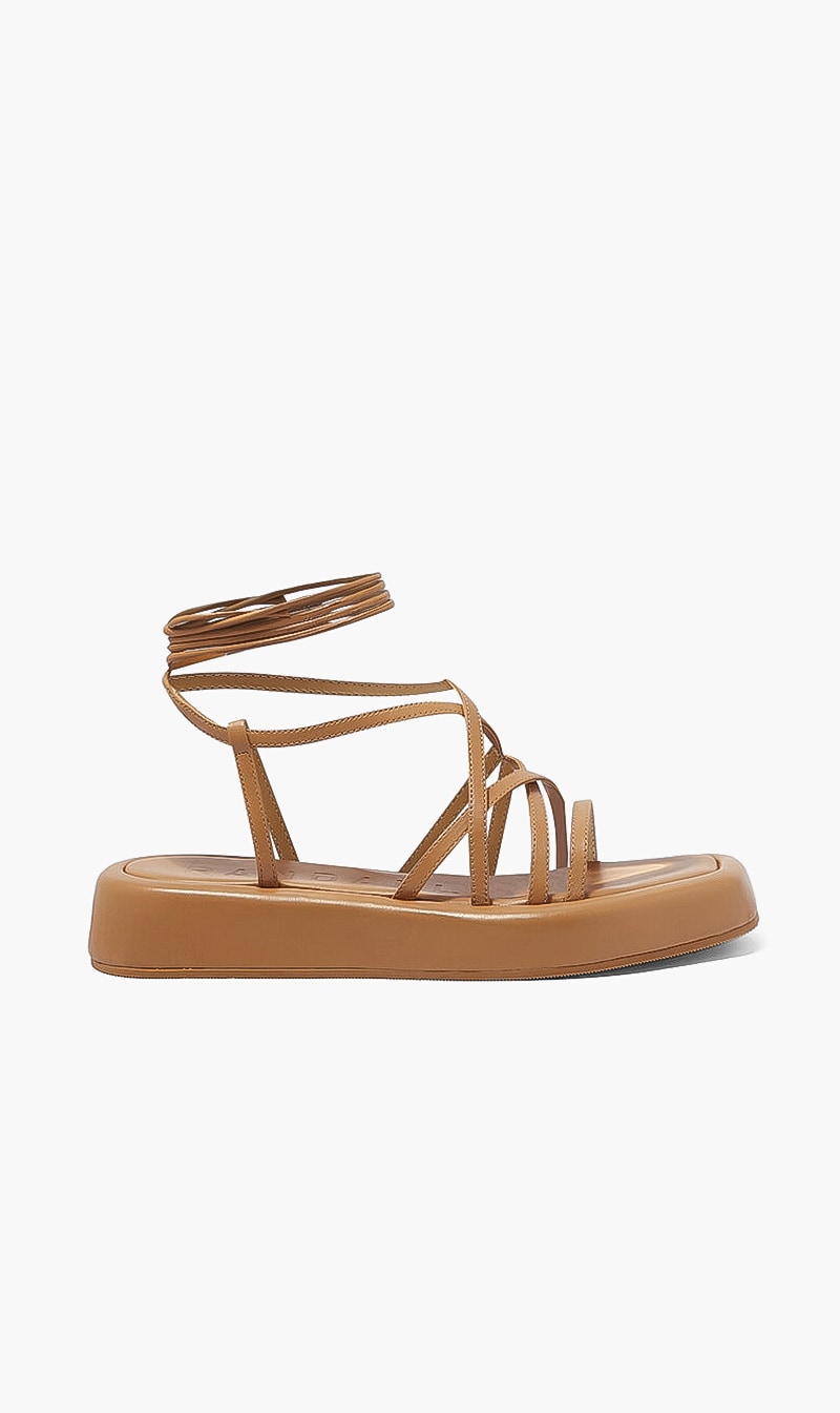 

Lace-up Platform Sandal, Beige