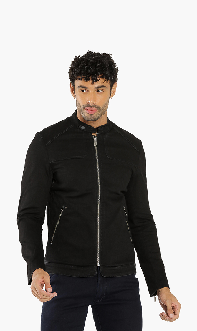 

Denim Zipped Jacket, Black