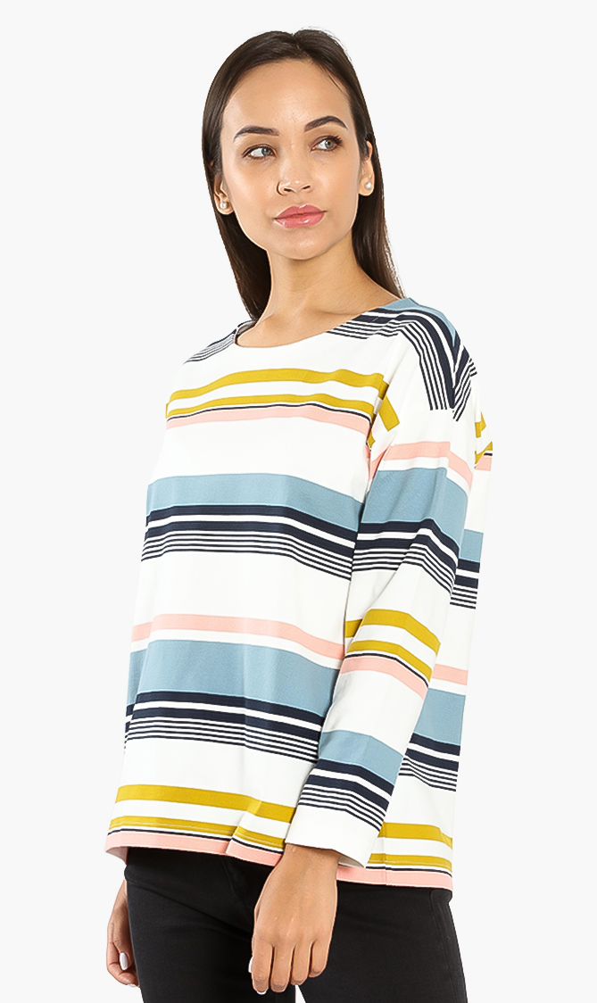 

Petit Bateau Striped Three Quarter Sleeves Top