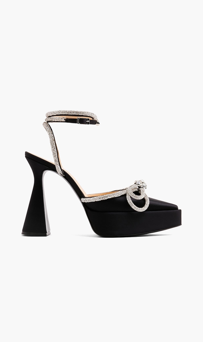 

Double Bow Platform Pumps, Black