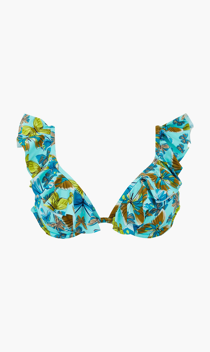 

Vilebrequin Blue Butterflies Ruffle Swim Top for Women | The Deal Outlet