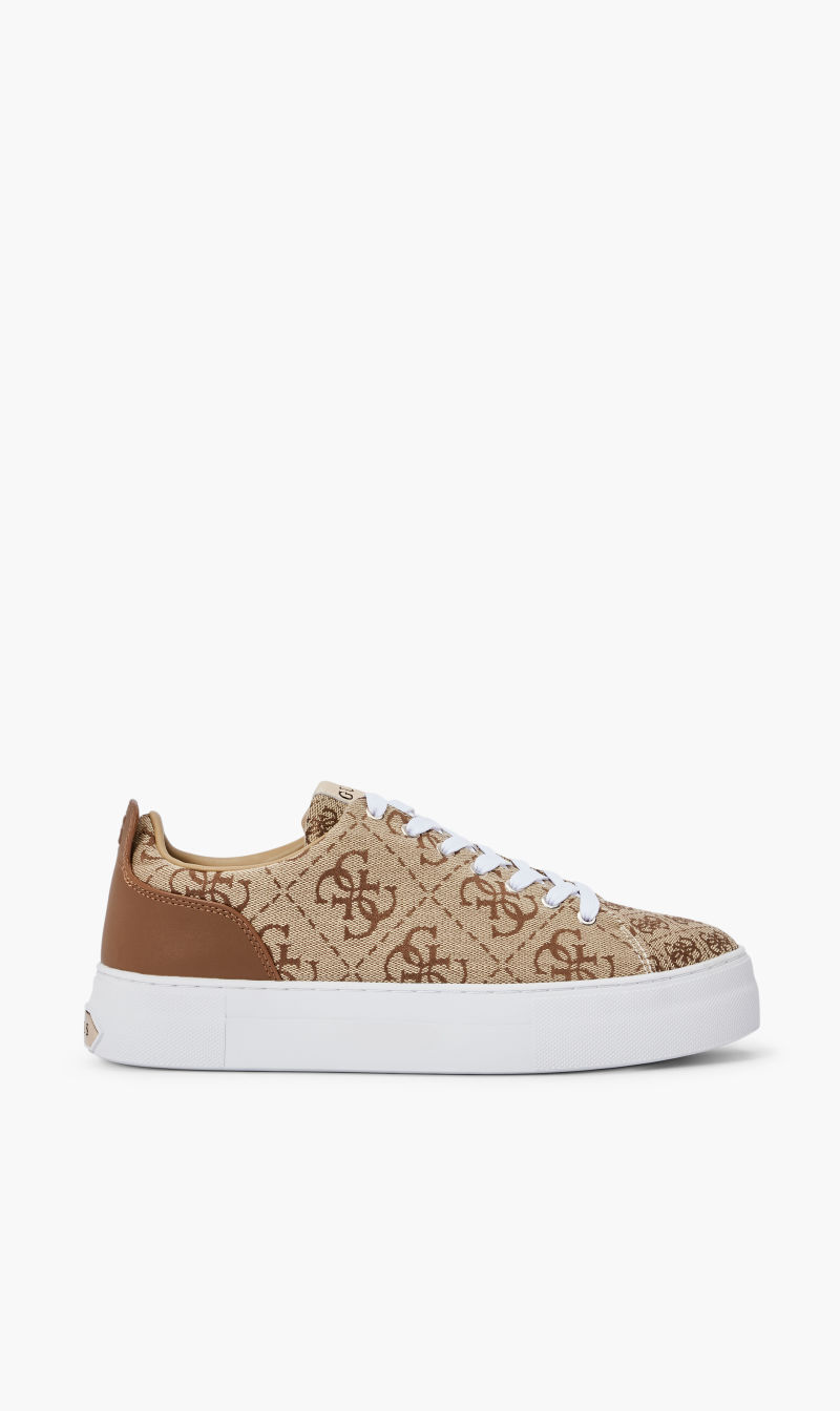 

Guess Brown Jacquard G Cube Sneaker for Women | The Deal Outlet